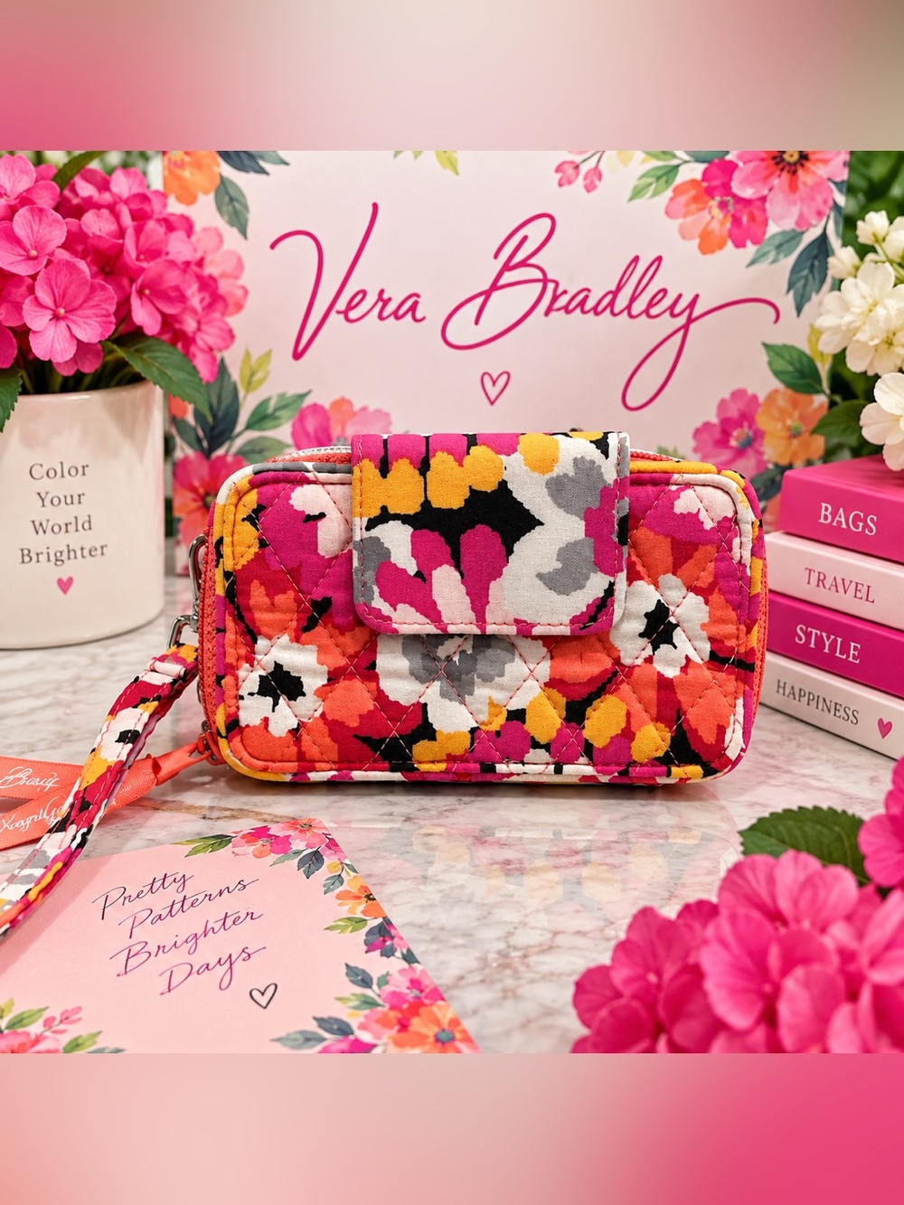 🌺 Vera Bradley Pixie Blooms Wristlet Wallet Quilted Floral Retired
